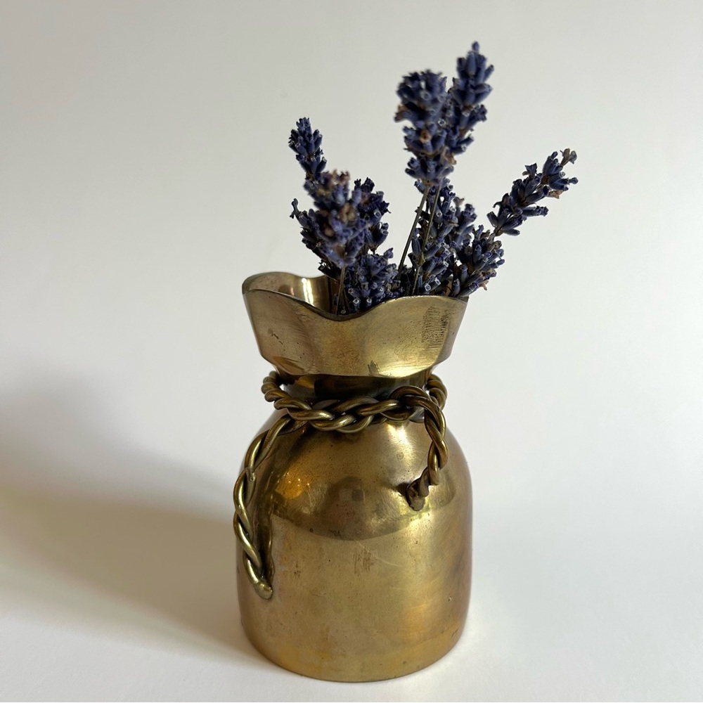 Elegant Vintage Small Brass Vase